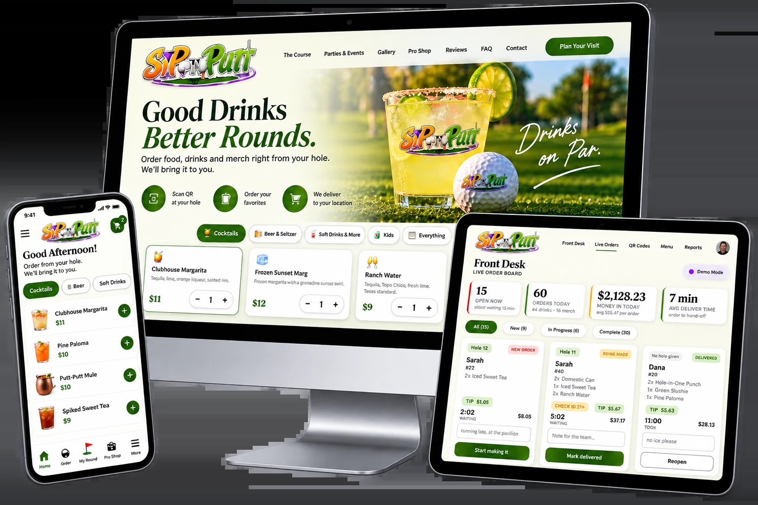 Featured work · Sip N Putt visual preview from Launch Automation